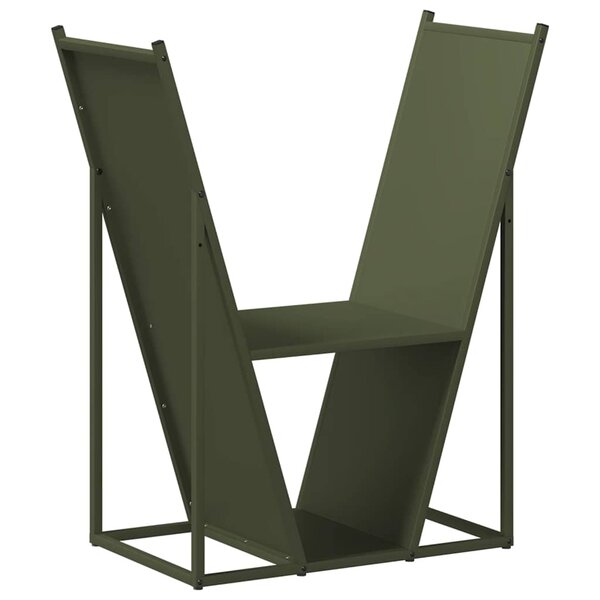 vidaXL Portant de bois chauffage vert olive 69 5x35x81 cm