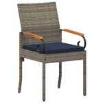 vidaXL Chaises de jardin avec coussin 2 Pièces Gris et bleu marine