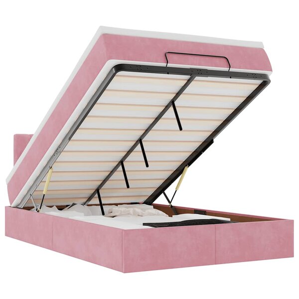 vidaXL Cadre de lit ottoman avec matelas rose 120x200 cm velours