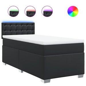 vidaXL Sommier à lattes de lit avec matelas Noir 90x200 cm Similicuir