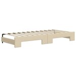 vidaXL Lit de jour avec gigogne et matelas crème 100x200 cm tissu