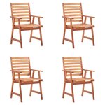 vidaXL Chaises à manger d'extérieur lot de 4 et coussins Acacia massif