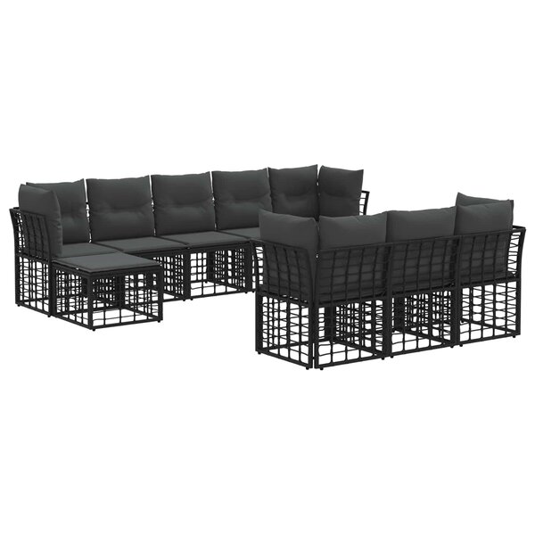 vidaXL Ensemble de canapés d'extérieur Noir et Gris foncé Polyester