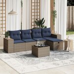 vidaXL Salon de jardin 6 Pièces avec coussins gris résine tressée