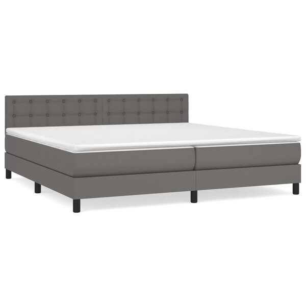 vidaXL Sommier à lattes de lit avec matelas Gris 200x200 cm Similicuir