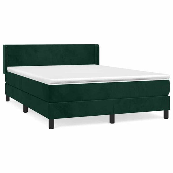 vidaXL Sommier à lattes de lit et matelas Vert foncé 140x200cm Velours
