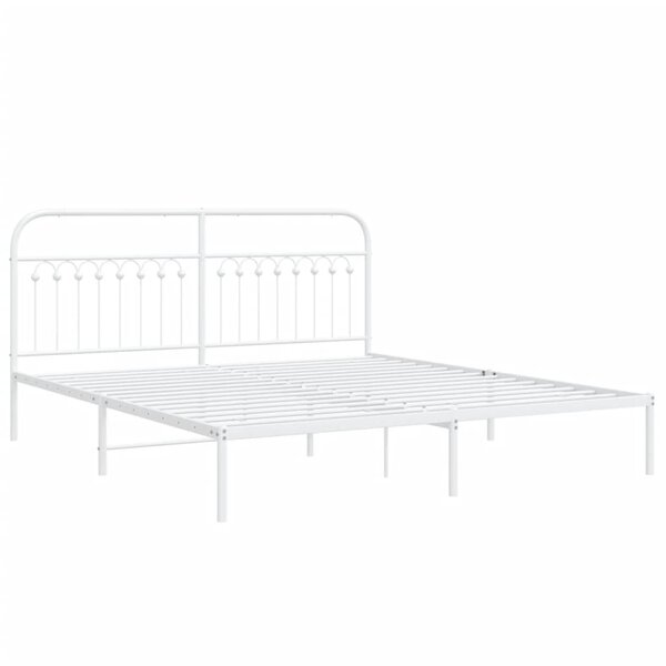 vidaXL Cadre de lit métal avec tête de lit blanc 183x213 cm