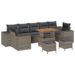 vidaXL Ensemble de canapé de jardin 10 Pièces Gris polyrotin