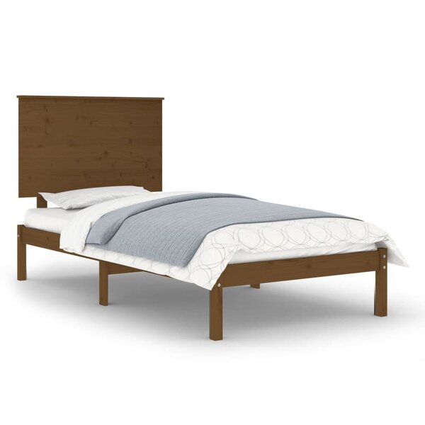vidaXL Cadre de lit Marron miel Bois de pin massif 100x200 cm