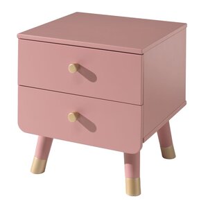 Vipack Table de chevet à 2 tiroirs Billy Bois Rose terre