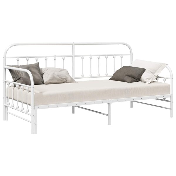 vidaXL Cadre de lit de jour Blanc 90 x 200 cm Acier enduit de poudre