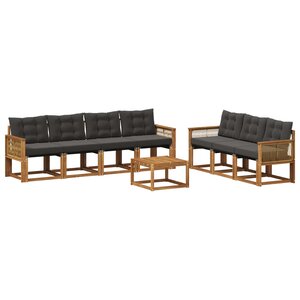 vidaXL Ensemble de canapés d'extérieur 8 pc Naturel et noir