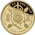 Monnaie CROWN 500 Anniversaire 1/10 Oz Or 10 Pounds United Kingdom 2026 (PRÉCOMMANDE)