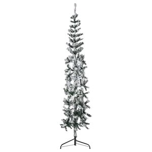 vidaXL Demi sapin de Noël artificiel mince avec neige floquée 210 cm