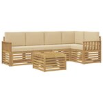 vidaXL Ensemble de canapés d'extérieur 6 pc Blanc et Beige Polyester