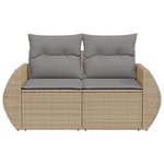 vidaXL Canapé de jardin avec coussins 2 places beige résine tressée