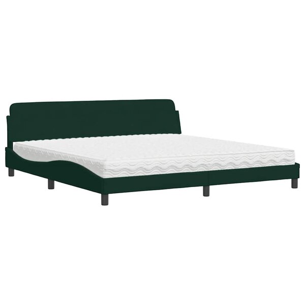 vidaXL Lit avec matelas Dover vert foncé 200x200 cm velours
