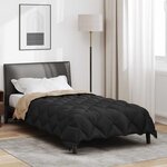 vidaXL Duvet d'hiver Noir et Taupe 220 x 155 cm Microfibre