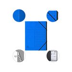 Trieur Agrafé Avec Élastiques Intérieur Noir 12 Compartiments - A4 - Bleu - X 10 - Exacompta