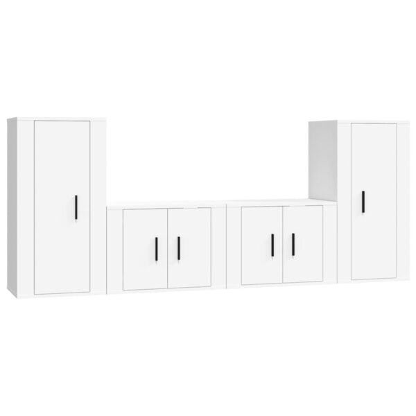 vidaXL Ensemble de meubles TV 4 Pièces Blanc Bois d'ingénierie