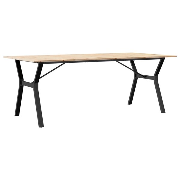 vidaXL Table à manger cadre en Y 200x100x75cm bois de pin massif acier