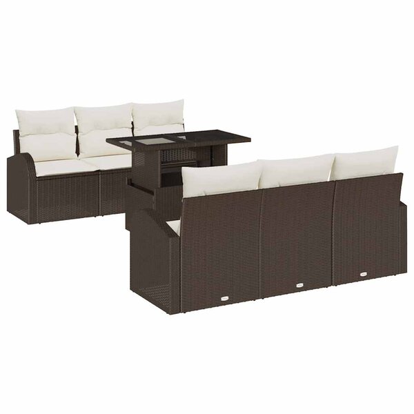 vidaXL Ensemble de canapé de jardin 7 Pièces Marron Poly rotin