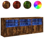vidaXL Buffet avec lumières LED chêne fumé 181 5x37x67 cm