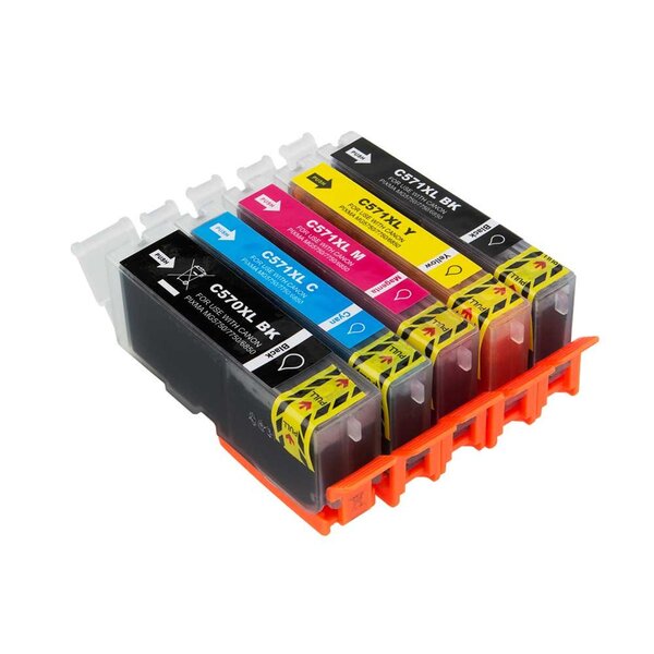 Pack 5 cartouches d'encre pgi 570 xl black cli 571 bk / c/ m/ y pour imprimante canon mg 7750