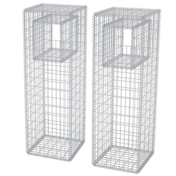 vidaXL Jardinière/Poteau de panier de gabion 2 Pièces Acier 50x50x160 cm