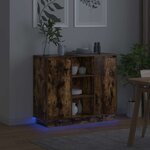 vidaXL Buffet LED Chêne fumé 90 x 32 x 75 cm Bois d'ingénierie