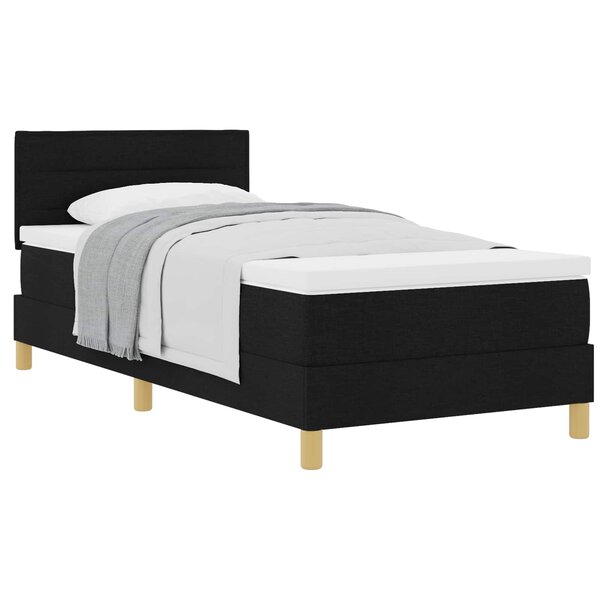 vidaXL Lit à ressorts avec coussin Noir 100 x 200 cm tissu