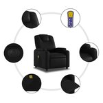 vidaXL Fauteuil de massage inclinable électrique noir similicuir