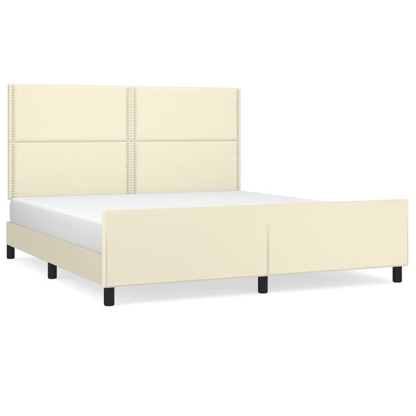 vidaXL Cadre de lit avec tête de lit Crème 160x200 cm Similicuir