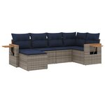 vidaXL Salon de jardin 6 Pièces avec coussins gris résine tressée