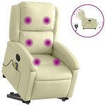 vidaXL Fauteuil inclinable de massage électrique crème cuir véritable