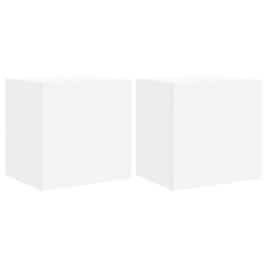 vidaXL Meubles TV muraux avec lumières LED 2 Pièces blanc 40 5x35x40 cm