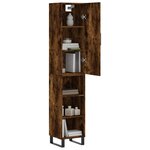 vidaXL Buffet haut Chêne fumé 34 5x34x180 cm Bois d'ingénierie