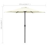 vidaXL Parasol d'extérieur et mât en aluminium 270x246 cm Blanc sable