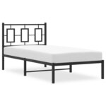vidaXL Cadre de lit métal avec tête de lit noir 90x190 cm