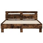vidaXL Cadre de lit avec tête de lit et LED chêne fumé 140x190 cm