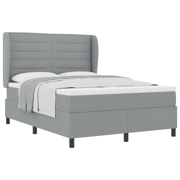 vidaXL Lit à ressorts avec matelas Gris clair 140 x 200 cm tissu