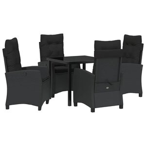 vidaXL Ensemble de salle à manger pour jardin 5 Pièces Noir polyrotin