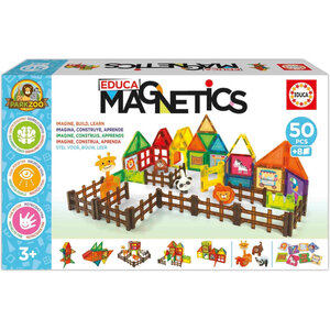 Jeu éducatif - Jeu de construction - Magnetics - Le zoo - 50 pièces - 3D - Dès 3 ans - Educa