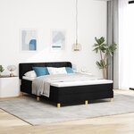 Lit Box Spring vidaXL avec Matelas - Noir  160x200 cm  Tissu