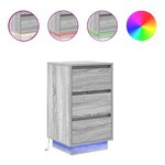 vidaXL Table de chevet avec lumières LED sonoma gris 38x34x65 cm