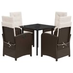 vidaXL Ensemble à manger de jardin 5 Pièces et coussins marron poly rotin