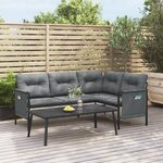 vidaXL Canapé d'angle de jardin anthracite acier et textilène