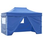 vidaXL Tente pliable avec 4 parois latérales 3 x 4 5 m Bleu