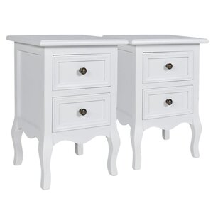 vidaXL Table de chevet 2 Pièces avec 2 tiroirs MDF Blanc