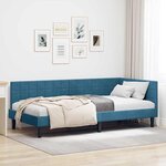 vidaXL Cadre de lit d'angle avec tête de lit Bleu 90 x 200 cm Velours